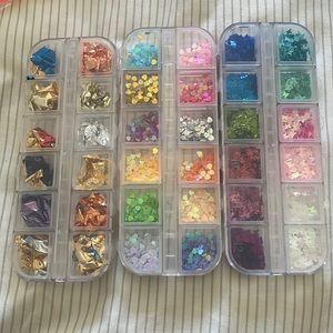 Nail art designs. Butterflies, hearts and foils